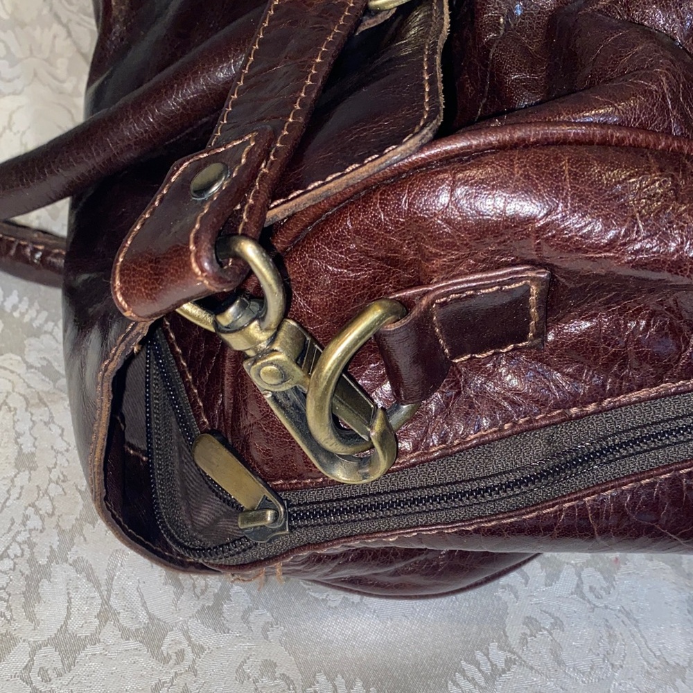 Vintage Lakeland Chic Dark Brown Leather Travel Duffel Bag - Picture 4 of 5